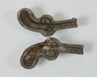 Vintage Pistol Gun Metal Mold, 1950s Industrial Casting Tool, Chocolate, Soap, Lead Toy Mold, Rustic Man Cave Decor, Collectible Paperweight