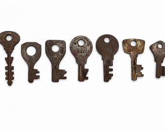 Vintage Door Key Set, 7 Pieces Antique Metal Skeleton Keys, Decorative Rustic Collection For Crafts, Old Fashioned Art Decor Gifts