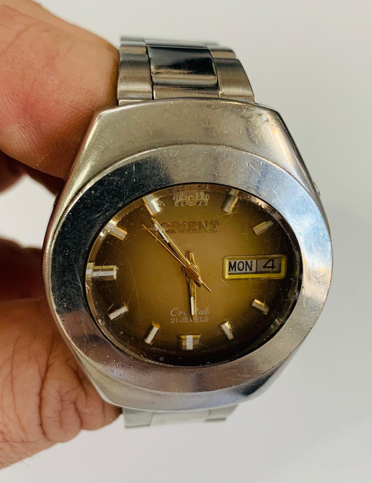 Vintage Orient Crystal Automatic Watch, 21 Jewels, 1970s Japanese 