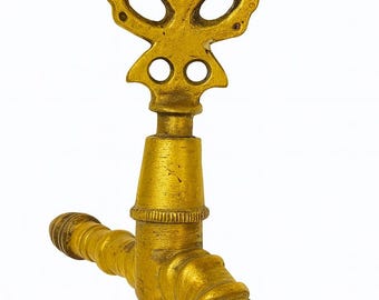 Rubinetto ottomano antico in ottone, beccuccio vintage fatto a mano, rubinetto storico per hammam, finitura in oro massiccio fuso, decorazione per rubinetto retrò da 15 cm