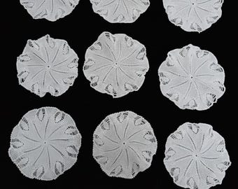 Set di centrini all'uncinetto fatti a mano, sottobicchieri in pizzo da 9 pezzi, tovagliette in cotone color crema, arredamento vintage in stile rustico, arte del pizzo turco, regalo di nozze
