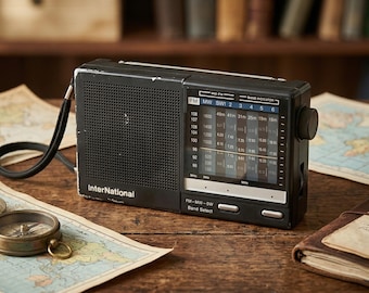 Vintage 1970s International Portable Radio, Pocket Size Multi-Band Transistor Radio (FM/MW/SW), Retro Electronics, Collectible Gift for Him