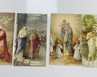 Set mit 4 antiken katholischen heiligen Karten, religiöse Gebetskarte Ephemera für Junk Journal, Leben Christi Sammler hingebungsvoller Kunst