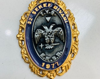 Medalha Maçônica Vintage de 1977 do Rito Escocês, 32º Grau, Distintivo da Águia Bicéfala, Item Antigo Raro de Colecionador, Presente Histórico para Maçons