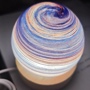 Planet Crystal Ball Night Light, 3D Galaxy Lamp on Wood Base, Dimmable Color Changing LED, Space Decor, Astronomy Gift for Him