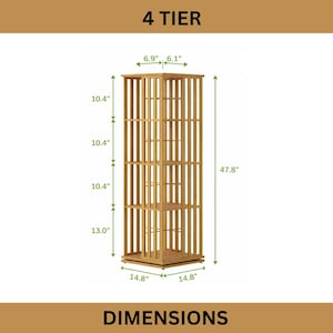 Estantería giratoria de 360 grados, estantería de bambú para suelo. imagen 4