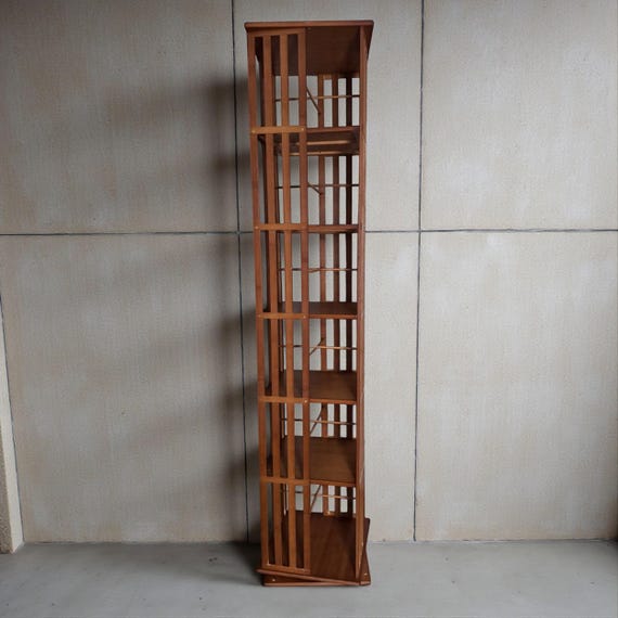 Rotating Bookshelf Tower, 360 Display Spinning Bookcase, Bamboo Bookshelf Floor Standing Storage Rack