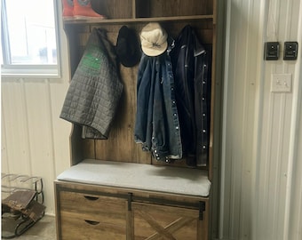 Hall Tree with Bench and Coat Rack – 71 Inch Entryway Storage with 2 Cabinets, Wood Mudroom Organizer, Perfect for Home & Gift Ideas