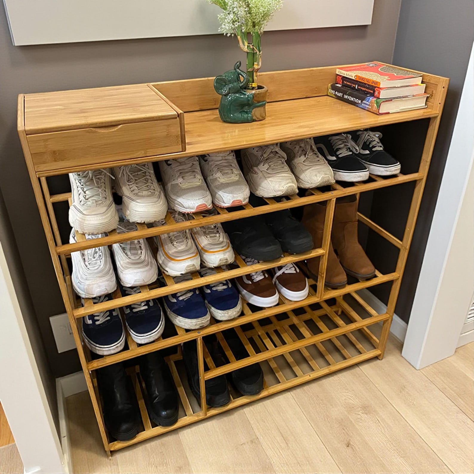 Shoe Rack for Entryway &amp; Doorway - Bamboo Shoe Organizer With Storage ...
