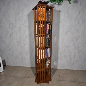 Estantería giratoria de 360 grados, estantería de bambú para suelo. imagen 2