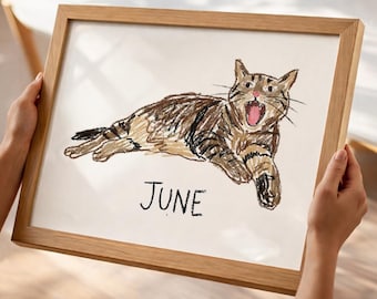 Retrato de mascota Garabato Retrato de gato y perro Mal retrato de mascota Caricatura de mascota Juguetón Arte lineal minimalista