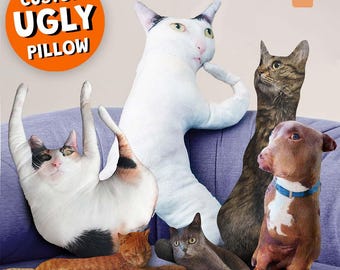 Ugly Pet Pillow, Ugly Cat Pillow, 3D Shape Pillow, Ugly Dog Pillow, Pet Pillow from Photo, Funny Pillow, Cute Dog Pillow, Cat Toy, Bad Ugly