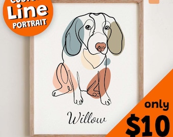 Custom Digital Pet Line Drawing, Cute Line Drawing, Pet Portrait, Colored Line Drawing, Cartoon Minimalist Drawing, Personalized Pet Drawing
