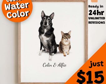 Custom Pet Portrait, Mini Watercolor Pet Portrait, Dog Portrait From Photo, Detailed Watercolor Pet Art, Miniature Painting, Tiny Watercolor