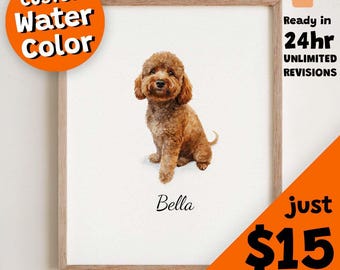 Mini Custom Watercolor Dog Portrait, Handpainted Mini Watercolor Pet Portrait, Miniature Pet Portrait, Dog Portrait From Photo, Pet Painting