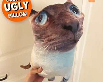 Hässliches Katzenkissen, hässliches Hundekissen, lustiges Katzenkissen, personalisiertes Haustierfotokissen, Haustier-Plüschkissen, Katze 3D-Kissen, Katzenspielzeug, hässliches Kissen