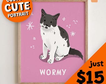 Funny Cat Drawing Minimal Pet Illustration Digital Pet Portrait Hand Drawn Pet Art Boyfriend Gift Valentine’s Day Gift Gift For Girlfriend