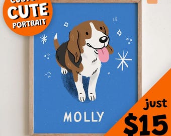 Ilustración linda de retrato de mascota, ilustración de perro a partir de una foto, boceto digital de mascota, dibujo de mascota, regalo para amantes de las mascotas, retrato de perro personalizado