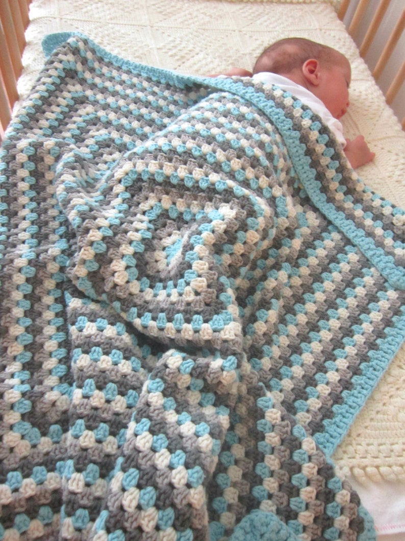 Crochet Boy Blanket 32. Granny Square Afghan. Blue Grey | Etsy