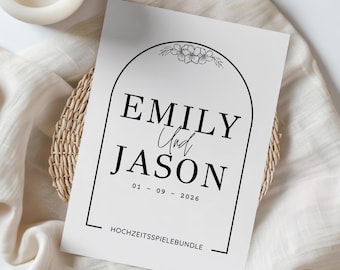 Children's Wedding Activity Book - Games for Kids, Table Ideas - Fully Editable in Canva - Printable Wedding Coloring Book - German