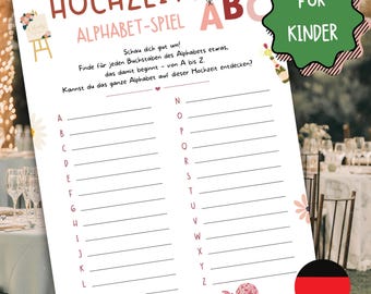 Wedding Game for Children – Printable Alphabet Wedding Game – Wedding Kids Activity – Instant Download – PDF – German (DE)