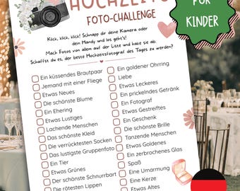 Wedding Games - Photo Game for Children - Printable Wedding Activities for Kids - Wedding Games for Kids - PDF - German (DE)