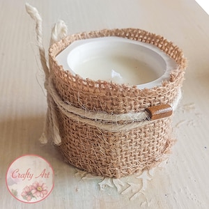Handmade Soy Wax Candle in Ceramic Pot with Jute & Bead Decor - Gift Box
