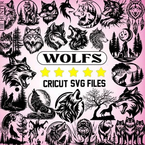 Wolf SVG Bundle, Wolf Clipart, Wolf Cricut, Wolf and Moon Svg, Howling Wolf SVG, Wolves SVG, Wolf Head Svg, Wolf Face Cut File, Wolf vectors