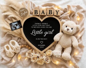 Boho Pregnancy Announcement Digital, Gender Neutral Baby Reveal for Social Media Facebook Instagram, Editable Template Secret