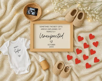 Unexpected Pregnancy Announcement Digital, Editable Baby Reveal Template, Surprise Gender Neutral Baby Announcement for Social Media