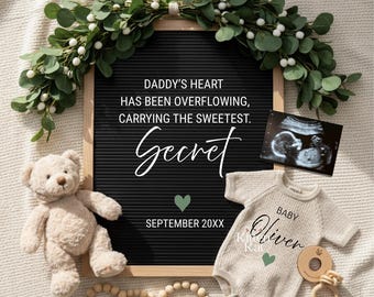 Baby Announcement Digital, Keeping a secret, Pregnancy Reveal, Social Media, Gender Neutral, Boho Teddy, Instant Download Template