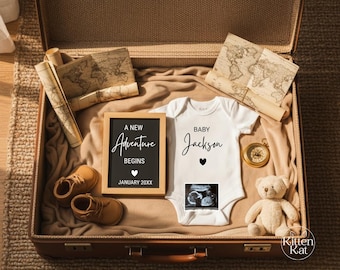 Travel Theme Pregnancy Announcement, Editable Adventure Passport Baby Reveal Digital Download