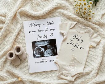 Modèle minimaliste de faire-part de grossesse, faire-part de bébé moderne, faire-part de bébé numérique sur les réseaux sociaux, échographie, faire-part de bébé simple, neutre en matière de genre