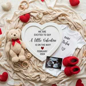 Valentine Digital Pregnancy Announcement, February Baby Announcement, Gender Neutral Baby Reveal Template, Adding a Little More Love