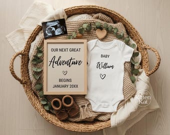 Adventure Pregnancy Announcement Digital Download, Boho Baby Reveal Social Media Facebook Instagram Post, Gender Neutral Editable Template