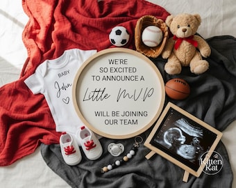 Basketball Pregnancy Announcement, MVP Baby Reveal Editable Digital Template, Sports Gender Neutral, Fall