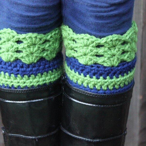 Seattle Seahawks inspired boot cuffs - can be customized to your size or colors- women's boot cuffs