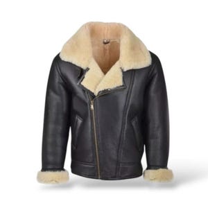 Handmade Men’s RAF B3 Aviator Bomber Jacket – Genuine Leather Pilot Coat with Faux Fur – Gift for Him