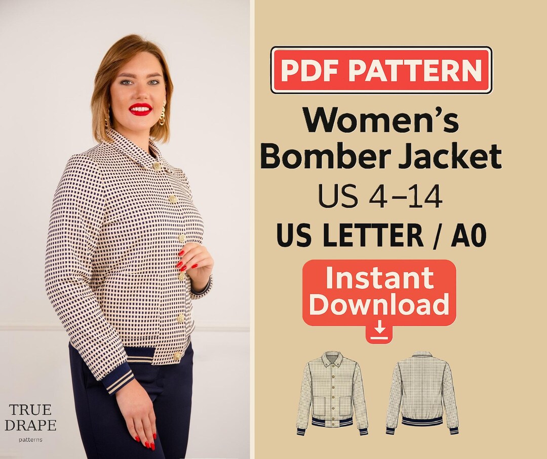 DIY Women's Bomber Jacket Pattern - Instant Download PDF - Etsy