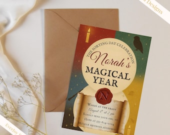 Magical Birthday Party Invitation: Editable Realm Theme, Printable or SMS (Canva Template 5x7 in)