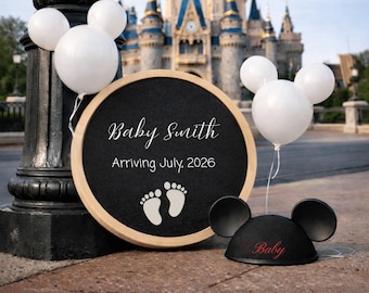 Disney Pregnancy Announcement Sign, Baby Announcement Photo Prop, Magical Castle Pregnancy Reveal, Editable Baby Announcement Board