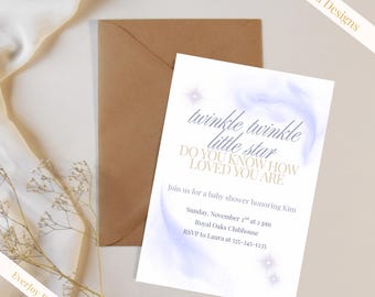 Celestial Baby Shower Invitation: Twinkle Star Printable Template (Digital Download