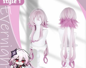 Honkai Star Rail Evernight Cosplay Wig:purple ombre wig with heat-resistant fibers, adjustable fit. Perfect for conventions & photoshoots.