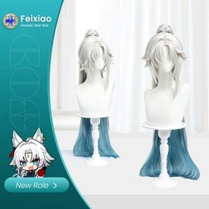 Faux Fur Cat Ear Headwear Cosplay for Honkai Star Rail Feixiao Blue Grey Honkai Star Rail Feixiao Cosplay Ears White Fox Ears Fluffy  main image 2