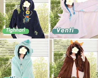 Genshin Impact Tighnari,Xiao,Venti,Zhongli Anime Blanket-Soft Lightweight Breathable Gaming Merch for Office/Travel-Perfect Gift for Fans