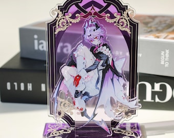 Genshi Durin Cute Acrylic Stand Desktop Figurine Anime Collectible Fan Gift with Purple Hair for Otaku Lovers Home Decor