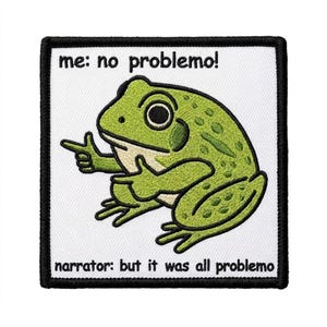 Funny Frog Embroidered Patches Clothing Accessory for Shoes, Hats, and Backpacks, Animal Iron-On Fabric Patch , Funny Meme, Sarcastic Quote