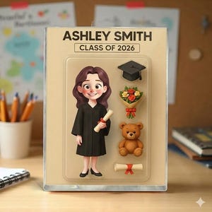 Cartoon Funny Style Graduate Custom Figure Personalized Flat Rectangle Acrylic Block Plaque