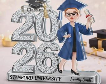 Crystal Effect Graduation Man Woman - Personalized Custom Shaped Acrylic Plaque