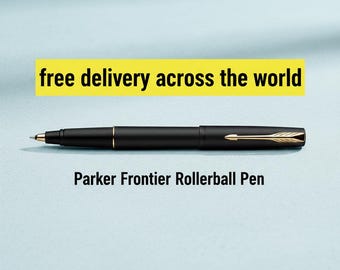 Personalized Parker Frontier Matte Black Ballpen - With Gold Trim – Engraved Luxury Pen